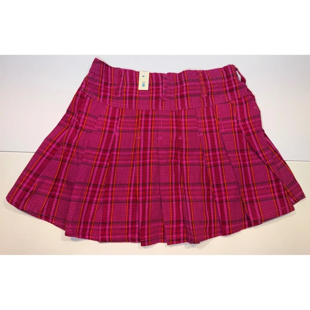 The Childrens Place Girls Pink Plaid Pleated Skort Sz 8 NWT Y2K